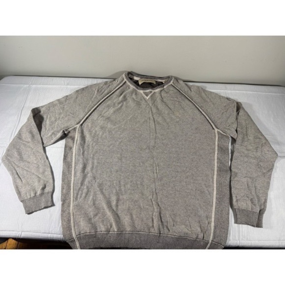 Tommy Bahama Mens Gray V-Neck 100% Cotton Pullover Sweater L